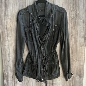 Max Jeans vintage black hooded jacket size medium